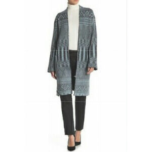 Vertigo Cardigan Sweater Women's SZ S Open Front Patterned Knit Lightweight Pull